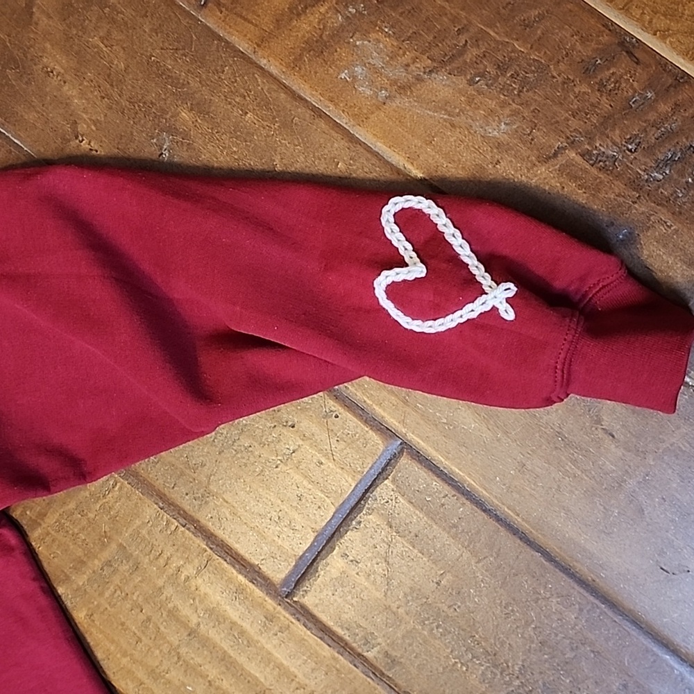 Rooted Rags White Hand Embroidered Red Longsleeve Sweatshirt Womens - Picture 5 of 8